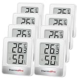 ThermoPro TP49-8 pequeño higrómetro digital termómetro interior termómetro ambiente monitor de temperatura y medidor de humedad para la comodidad de la oficina en casa termómetro reptil 8 piezas