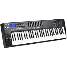 لوحة مفاتيح بيانو 61 محمولة 61 مفتاح USB MIDI لوحة مفاتيح تحكم 8 RGB لوحات زناد ملونة بإضاءة خلفية