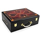 Brybelly Wooden Poker Chip Case, Suit Symbol Design, High Gloss, Holds 500 Chips