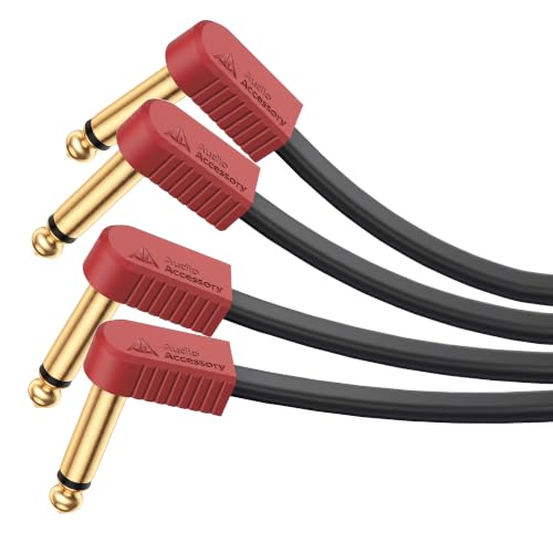 Image of AA AUDIO ACCESSORY Kevlar Reinforced Guitar Patch Cables 12 Inch 2-Pack, Built-to-Last, Noiseless Quad-Layer Shielded, Gold-Plated Flat Ribbon Guitar Pedal Cables 1ft for EBS Flat Patch Cable 12 Inch