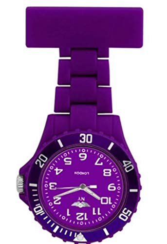 Image of MontCherry 3D Bookmark and Prince NY London Rotating Unisex Nurses Fob Watch by Trendz (Dark Purple/Matching Face)
