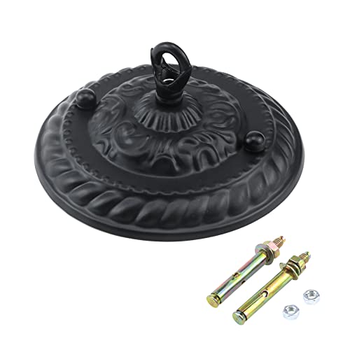 Hevstil Vintage Black Ceiling Canopy Kit Chandelier Canopy, Pendant Light Canopy Kit, Ceiling Light Cover Plate With Closed Chandelier Hook For Heavy Lanterns, Chandeliers,Max Load 28Lbs #TOP30
