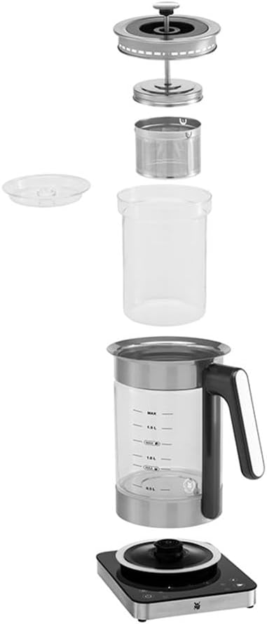 WMF Lumero 3-in-1 Glass Kettle, 1.6 L, 36° Spout Function, Baby Food Warmer, Multiheater, Yogurt Maker, Temperature Control, Matte Stainless Steel