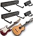 RawRock Horizontal Guitar Hanger Tilt and Display Your Guitar, Ukulele, Bass, Electric Guitar, Banjo at a Slanted Angle Sideways - Hang for easy access (Black Stain)