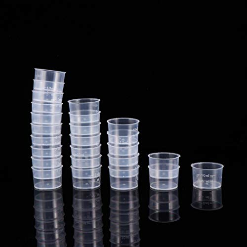 Toyandona Disposable Measuring Cup Set Pack Of 100 Clear Cups Plastic Measuring Cups 10Ml Transparent Paint Mixing Cups Thickened Measuring Cups #TOP6