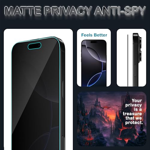 Image of ArmourPro Matte Privacy Tempered Glass for iPhone 16, iPhone 15, Pack of 2, Anti Spy Anti Glare Screen Protector, Edge-to-Edge Full Coverage, 9H Anti Scratch, Smooth Touch, Easy Installation Kit