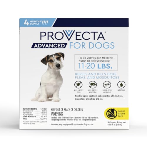 Provecta® Advanced Flea & Tick for Medium Dogs 11-20 lbs, 4-Month Supply