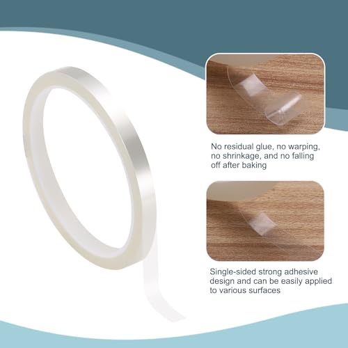 Image of HARFINGTON 2 Rolls High Temperature Masking Tape 1 /4 inch x108ft(6mmx33m) 0.05mm Thick PET Film Silicone Adhesive Heat Resistant Tapes for Heat Press Anodizing Circuit Board, Transparent