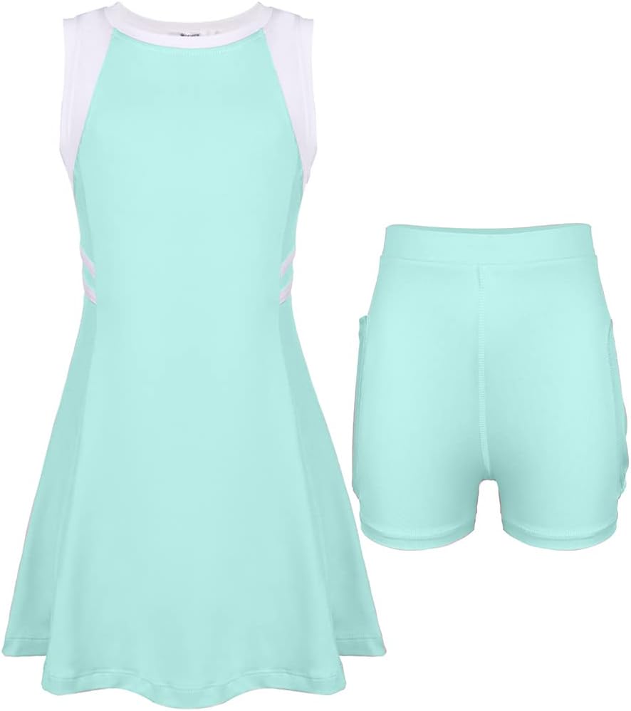 Zaclotre Girls Tennis Dress Cute Golf Outfit Sleeveless Workout Athletic Dresses with Shorts Pockets - Image 6