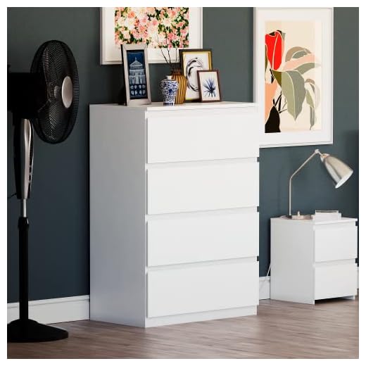 Vida Designs Denver 4 Drawer Chest of Drawers White – Modern Wooden Storage Unit
