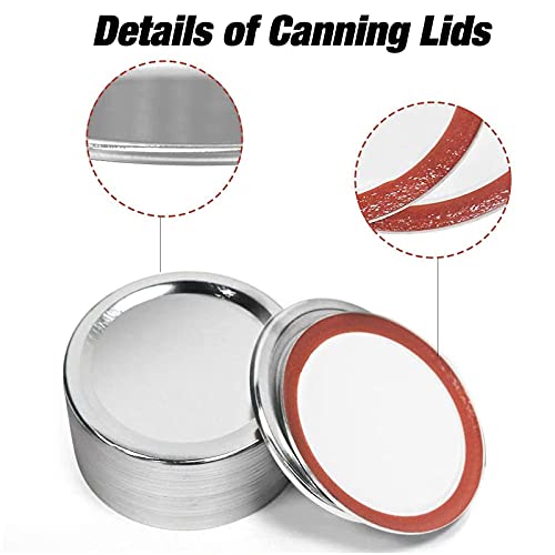 100 Pcs Regular Mouth Canning Lids - 70Mm Mason Jar Canning Lids, Reusable Leak Proof Split Type Aluminum Lids With Silicone Seals Rings (Silver) #TOP3