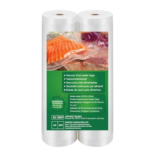 BoxLegend Vacuum Sealer Bags Vacuum Food Sealer Rolls, 2 Rolls 20 x 600cm Sous Vide Bags, Heavy-Duty Commercial Customized Size Food Bags for Food Storage, Sous Vide Cooking, BPA-Free