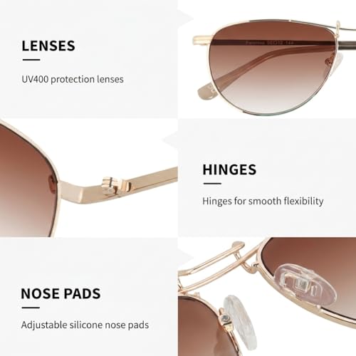 Fenshivo Trendy Aviator Metal Sunglasses For Women Gradient Lenes Sunnies by Fenshivo - Used condition - Image 3