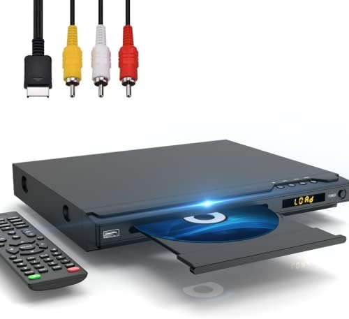 DVD Player, HDMI & RCA Connection, Region Free DVD Players for TV, with Microphone/USB Input Design, NTSC/PAL System, Comes with HDMI & RCA Cable and Remote Control.