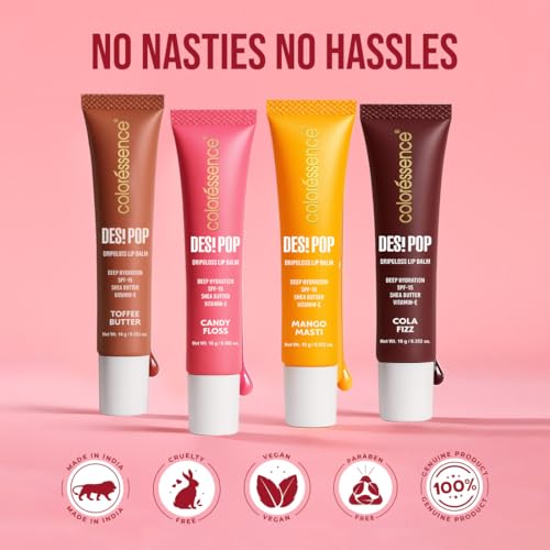 Image of Coloressence Desi Pop DripGloss Lip Balm SPF-15, Cola Fizz, 10gm | Deep Hydration | Enriched with Vitamin E, Shea Butter & Coconut Oil