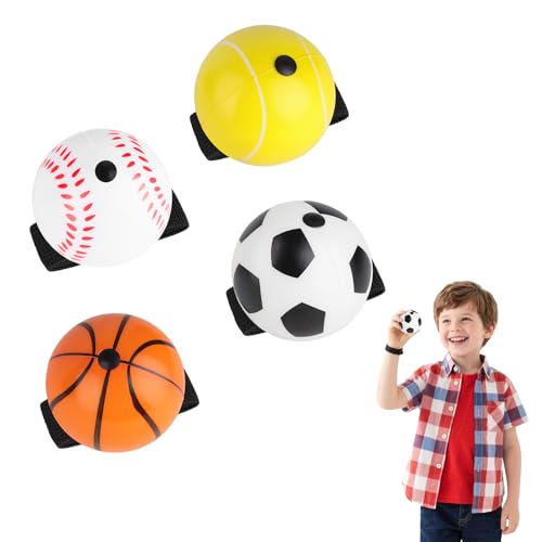EliphonTowne Ball Mit Schnur - 4 PCS 60mm Bälle, Handgelenk Return Ball Mit Schnur Kinder, Erwachsene, Springball, Sport Spielzeug, Tennisbälle Softball Fußball Tennis Tennisball Softbälle Bounce