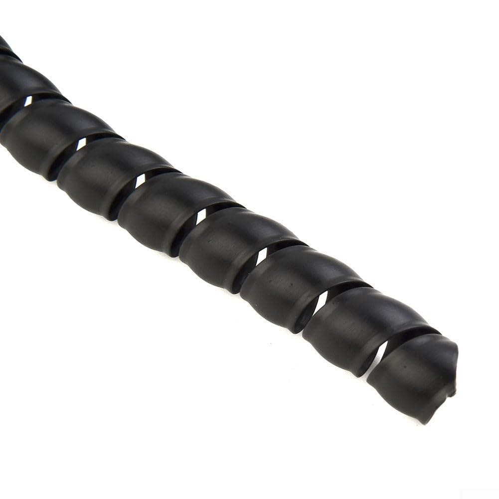 Schwarzer hydraulischer Schlauchschutz, Kabelschutz, Spiralwickel, ideal zum Umwickeln von Kabeln und Schlauchkombinationen (D-12 mm)