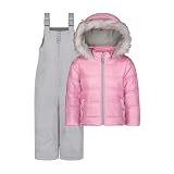 Jessica Simpson Girls' 2-Piece Snowsuit with Snow Bib and Puffer Jacket with Faux Fur Hood, Lilac, 6X