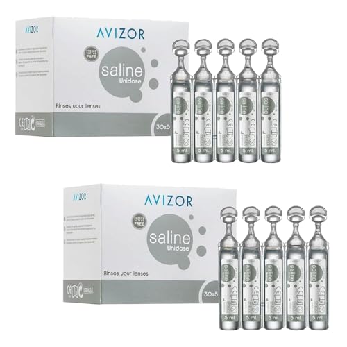 Avízor Saline - Solution Saline Avizor Unidoses 30x5ml - Pack de 2 boîtes - Rinçage et Hydratation des Lentilles de Contact