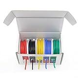 Verzinnter Kupferdraht aus weichem Silikon, 50 m Gesamtlänge in 5 Farben, perfekt für DIY-Projekte und elektrische Verbindungen, Hochtemperaturisolierung (A-30AWG)