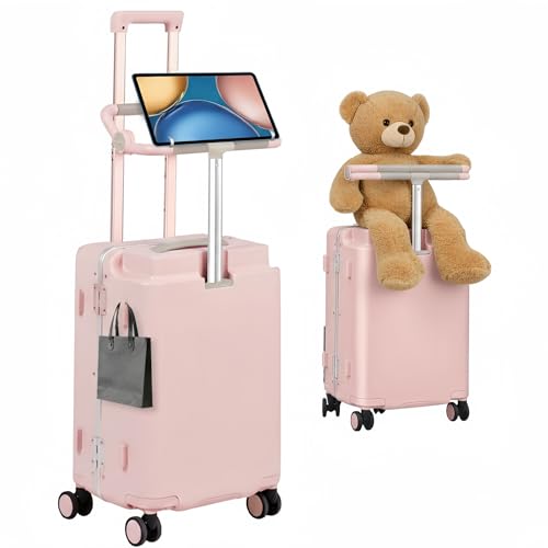 Kids Ride-On Luggage with Adjustable Safety Seat, 20 Inch Carry On Suitcase with 360° Silent...