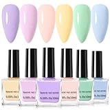 Nail Polish Set 6 Colors - Light Colors Nail Varnish Sets - Colorful Spring Summer Nail Polish Quick Dry - Nail Varnish Set Macaron Candy Series DIY Nail Art, No Need Curing