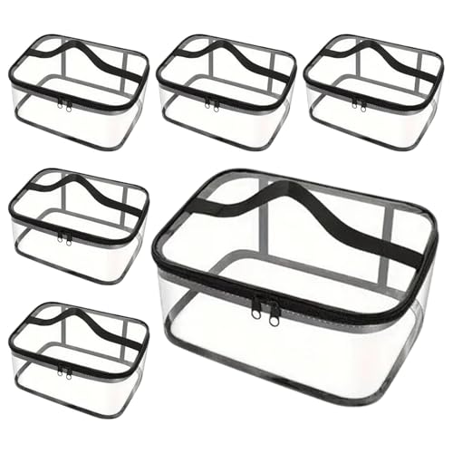 Nexusectar Organizador de bloques de construcción, bolsa organizadora transparente con asa, juego de 6 cajas de almacenamiento de juguetes, funda de transporte de juegos de mesa de PVC con cremallera