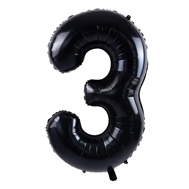 Image of Black 32 Inches 3 Numbers Shape Large Big Foil Helium Balloons For Party Decorations In Happy Birthday Anniversary Office Items Materials Set Pack, Pack Of 1