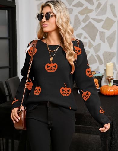 Image of Womens Cute Heart Sweater Crew Neck Long Sleeve Pullover Valentines Sweater