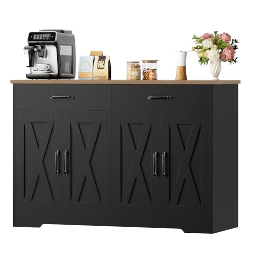 HOCSOK Sideboard, 120cm Breit Küchenschrank mit Arbeitsplatten, Küchenbuffet Aufbewahrungsschrank...