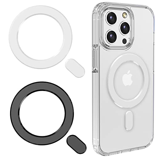 LDSXAY Universal MagSafe Ring, 2 PCS Magnet Sticker Magnetic Adapter Ring Compatible with Magsafe Accessories & Wireless Charging for iPhone 14/13/12/11 Pro Max Mini, Galaxy S22/S21 (Black White)