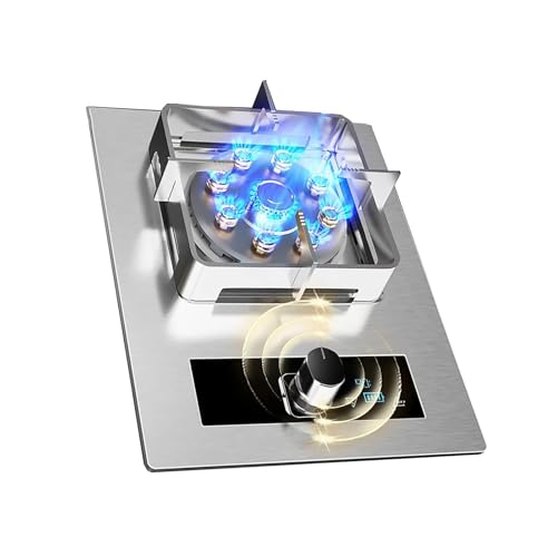 THEGA Cocina De Gas 5,2 KW, Placa Un Quemador para Encimera, Horno Empotrable Acero Inoxidable 304, Temporizador Alta Potencia para Nueve Cavidades, con Protección contra(NG)