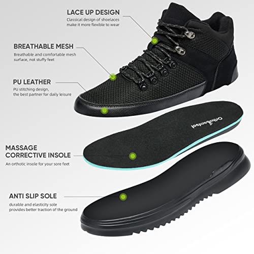 Orthocomfoot Orthopedic Shoes For Flat Feet, Plantar Fasciitis Boots For Male, Flat Foot Shoes With Arch Support For Walking Worker Black Size 11 #TOP4