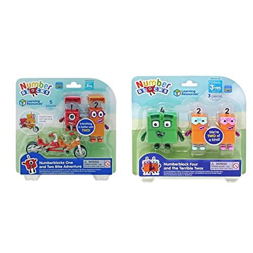 Image of Learning Resources HM95354-UK Numberblocks One and Two Bike Adventure, Size & HM95355-UK Numberblock Four and The Terrible Twos, One Size