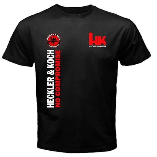 New HK Heckler & Kock No Compromise Firearms T-Shirt Funny Cotton Tee Gift Men Black Hemden(Large)