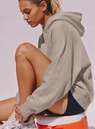 Niceif Womens Oversized Hoodies Pullover Casual Sweatshirts Coffee Grey XL - 2