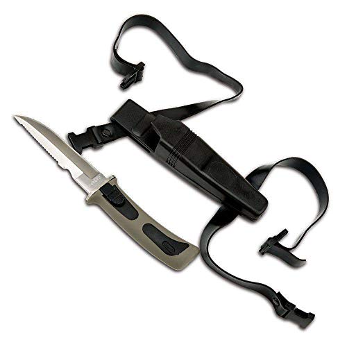 Faca de Mergulho em Aço 24cm Preta com Bainha - EchoLife Scuba