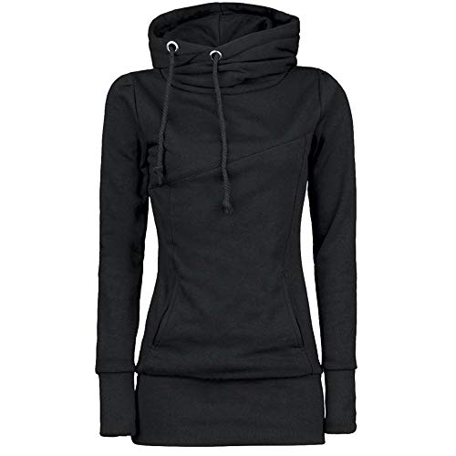 Preisvergleich Produktbild Bumblebee Damen Elegant Wintermantel Winterjacke Lang Winter Jacket Outwear Stehkragen Sweatjacke Damen Schwarz mit Kapuze Kapuzenpullover Damen Schwarz Slim Warm Mantel Sweatshirt Pullover