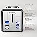 Toaster 2 Slice,Touchscreen Stainless Steel Digital Toaster with Countdown Timer,Extra Wide Slots,6 Toast Settings,Reheat,Defrost,Cancel Functions,Removable Crumb Tray 800W