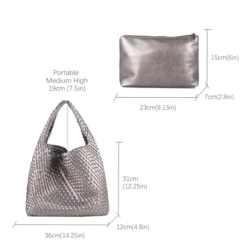 Image of Woven Tote Bag for Women with Purse