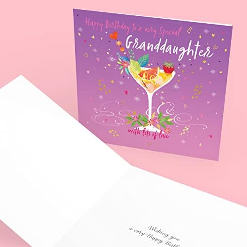 The Heritage Press Birthday Card for a Very Special Granddaughter from Grandma, Grandpa - Greeting Card with Cocktail - Eco-friendly - Made in UK - 160X160mm