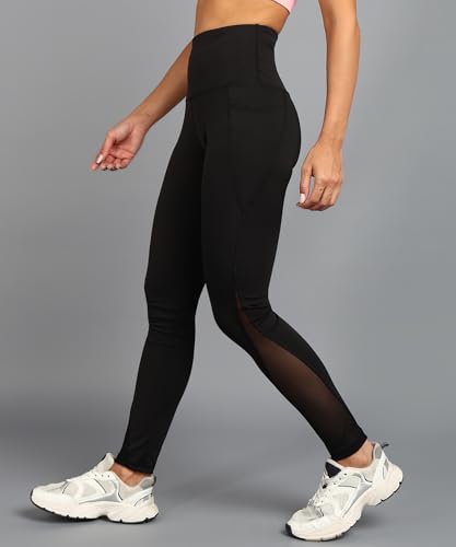 Image of Rock Paper Scissors Women Gym Tights with Breathable mesh - High-Waisted, Moisture-Wicking, Leggings for Working Out & Running Four-Way Stretch Tights for Yoga, Fitness & Training