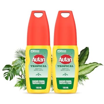 Autan Tropical Vapo, Spray Antizanzare, Repellente Zanzare con Azione Protettiva Duratura, Fino a 8 ore di protezione, Adatto ai viaggi in luoghi tropicali, 2 Confezioni da 100ml