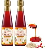 Soeos Spicy Sesame Oil, 8.45 fl oz (250ml), Pack of 2, Total 500ml, Aromatic Chili-Infused Flavor, Bold Heat & Nutty Taste, Toasted Sesame Chili Oil, Ideal for Stir-Fry, Marinade, Dressings, and Dipping Sauces