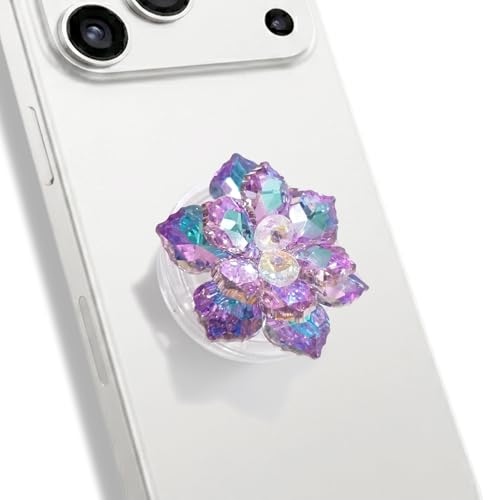On The Grip 3D Peony Flower Collapsible Phone Grip Kickstand Crystal Topper (Aurora)