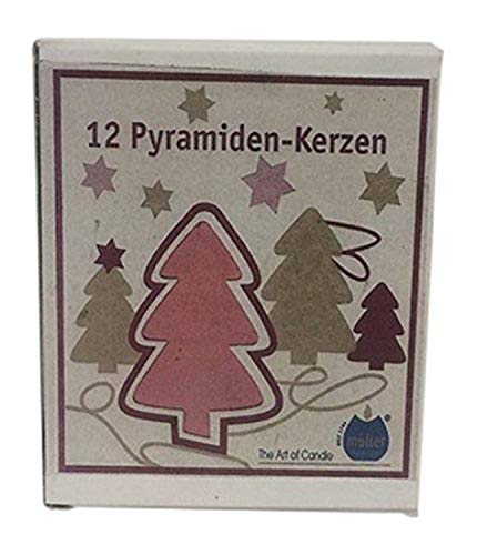 Biedermann 4-Inch Pyramid Candles, Red, Box of 12