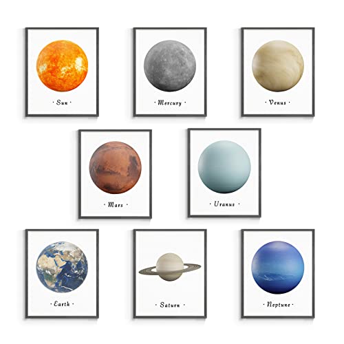 Insimsea 8Pcs Unframed Planet Space Wall Art Poster For Room, Solar System Planet Poster Prints For Wall Decor, Outer Space Wall Art For Living Room (8X10In) #TOP5