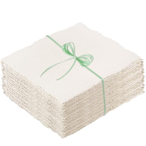 100 Sheets Deckled Edge Paper 6x8 in, 160 GSM Handmade Paper