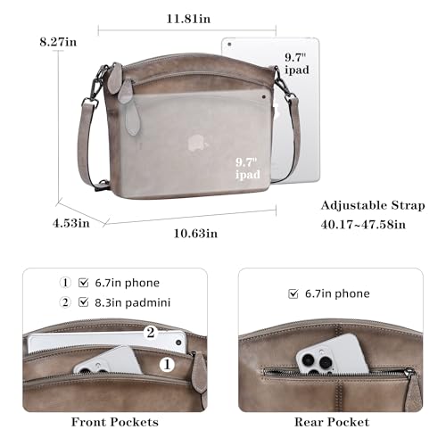 Image of HESHE Crossbody Bags for Women Genuine Leather Purses with Multi-Pockets Vintage Ladies Small Shoulder Satchel Bag