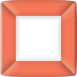 Boston International IHR Square Dinner Paper Plates, 8-Count, 10 x 10-Inches, Coral